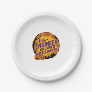 Ingenieur houdt van Halloween Vintage Pompoen Ontw Papieren Bordje