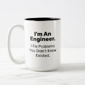 Ingenieur I Fix Problemen Grappig citaat Tweekleurige Koffiemok (Links)