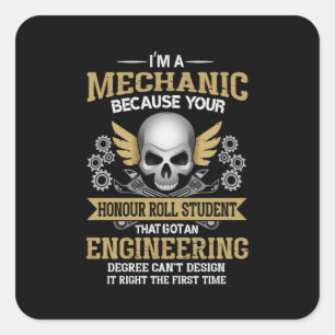 Ingenieur ik ben een mechanische ingenieur vierkante sticker