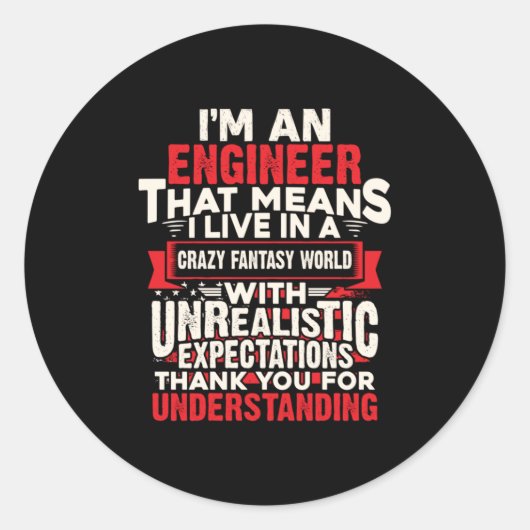 Ingenieur ik ben ingenieur ronde sticker (Voorkant)