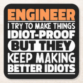 Ingenieur Ik probeer dingen grappig te maken Gezeg Kartonnen Onderzetters (Voorkant)