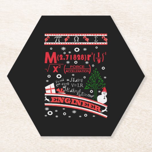 Ingenieur - Lelijke Kersttrui Kartonnen Onderzetters (Voorkant)