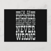 Ingenieur Nooit Verkeerd Grappige Engineering Afst Briefkaart (Voorkant)