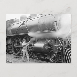 Ingenieur smeert locomotief, 1904 briefkaart