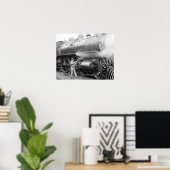 Ingenieur smeert locomotief, 1904. Oude foto Poster (Thuiskantoor)