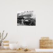 Ingenieur smeert locomotief, 1904. Oude foto Poster (Keuken)