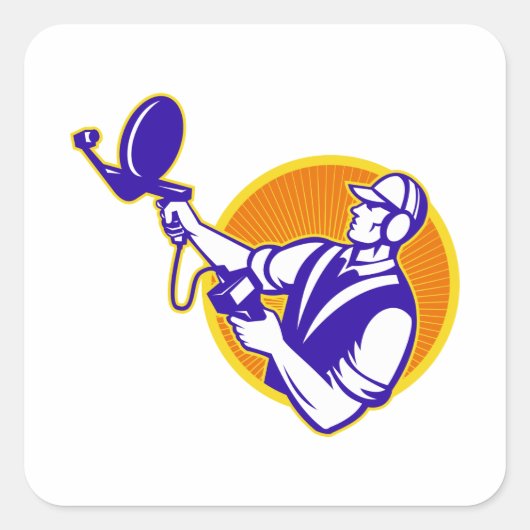 Ingenieur Technicus met ultrasone sonarschotel Vierkante Sticker (Voorkant)