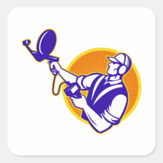 Ingenieur Technicus met ultrasone sonarschotel Vierkante Sticker