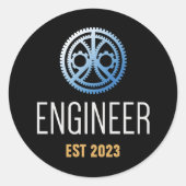 Ingenieur Vast, Engineering Afstuderen Aangepast Ronde Sticker (Voorkant)