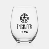Ingenieur Vast, Engineering Afstuderen Aangepast Wijnglas Zonder Voet (Voorkant)