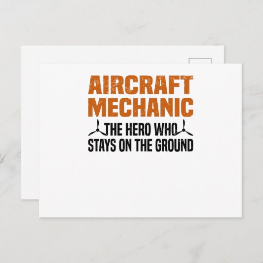 Ingenieur vliegtuigmachinist Mechanische Vliegtuig Briefkaart (Voorkant / Achterkant)