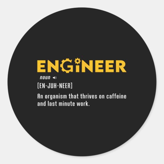 Ingenieur Zelfstandig Definitie Engineering Comput Ronde Sticker (Voorkant)