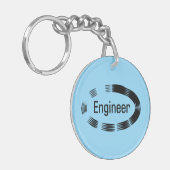 Ingenieur Zwarte Ovaal Sleutelhanger (Voorkant Links)