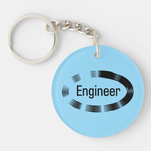 Ingenieur Zwarte Ovaal Sleutelhanger (Voorkant)
