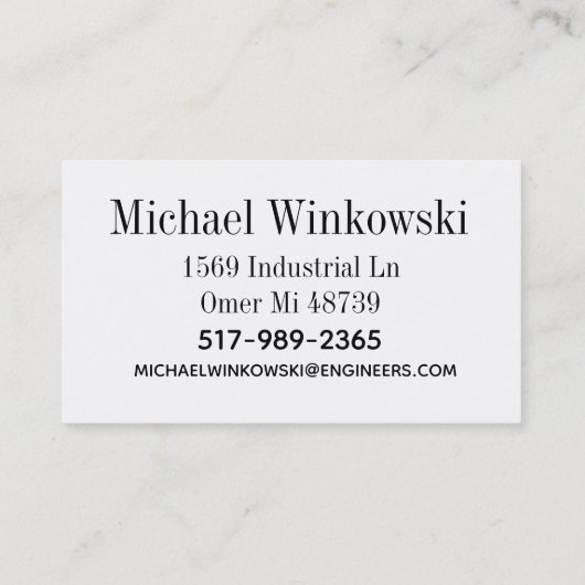 ingenieurs visitekaartje (Achterkant)