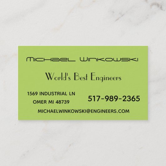 Ingenieurs Visitekaartje (Achterkant)