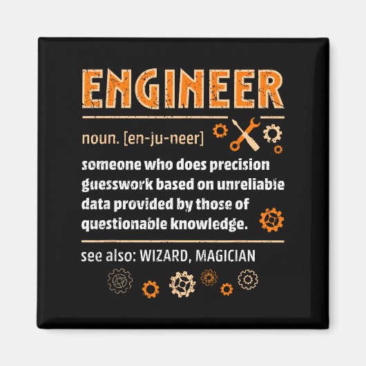 Ingenieursdefinitie Grappige Engineering Nerdy Wet Magneet (Voorkant)