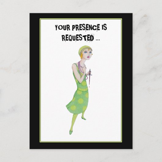 Ingenue Murder Mystery Invitation Briefkaart (Voorkant)