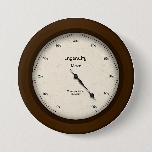 Ingenuity Meter  Style Steampunk Gage Ronde Button 7,6 Cm (Voorkant)