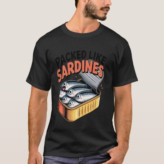 Ingepakt Als Sardines Grappige Vis Blik Vis Eter T-shirt (Voorkant)
