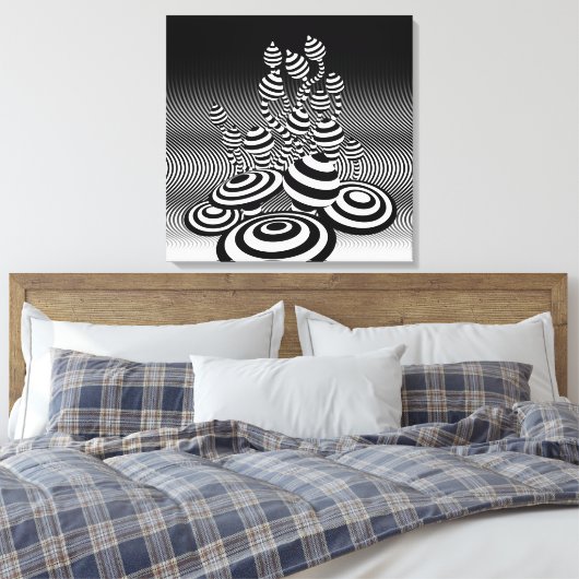 Ingepakt canvas kunst Magic Mushrooms optisch ontw (Insitu (Slaapkamer))