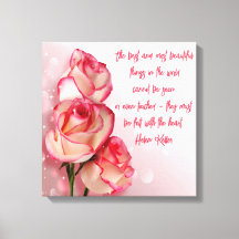 Ingepakt canvas kunst roze rozen citaat van Helen 