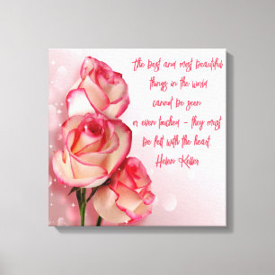 Ingepakt canvas kunst roze rozen citaat van Helen