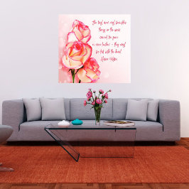 Ingepakt canvas kunst roze rozen citaat van Helen 
