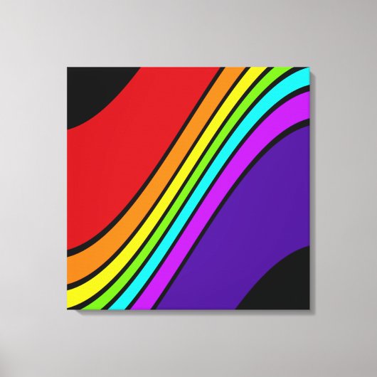 Ingepakt canvasprint, abstract gebogen regenboog canvas afdruk (Voorkant)