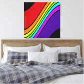 Ingepakt canvasprint, abstract gebogen regenboog canvas afdruk (Insitu (Slaapkamer))