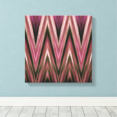 Ingepakt canvasprint, abstracte roze zigzaggen canvas afdruk (Insitu (Houten vloer))