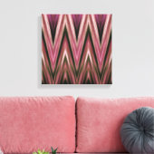 Ingepakt canvasprint, abstracte roze zigzaggen canvas afdruk (Insitu (Woonkamer))