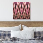 Ingepakt canvasprint, abstracte roze zigzaggen canvas afdruk (Insitu (Slaapkamer))