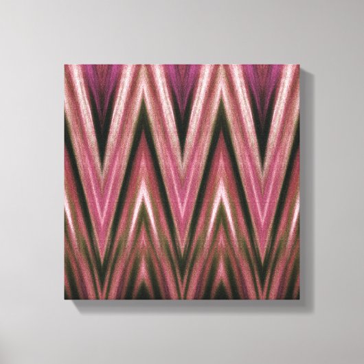 Ingepakt canvasprint, abstracte roze zigzaggen canvas afdruk (Voorkant)