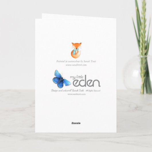 Ingepakt fox cub grillige kunst kerstkaart feestdagen kaart (Achterkant)