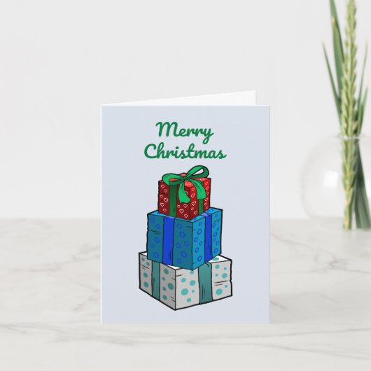 Ingepakte kerstcadeaus feestdagen kaart (Voorkant)