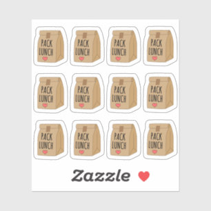Ingepakte tas lunch maaltijd voorbereiding voedsel sticker