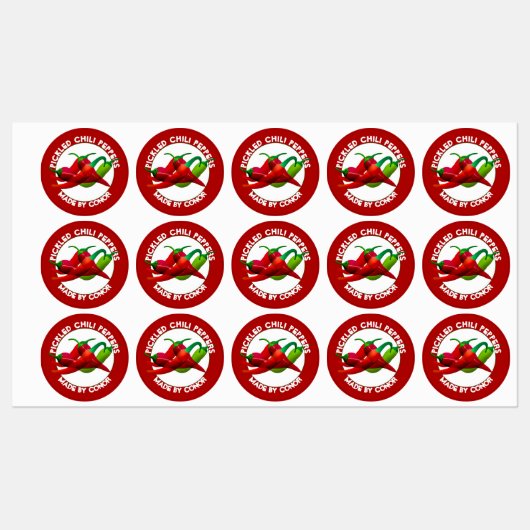 Ingepekelde chilipepers labels (Vel)