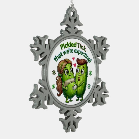 Ingepikte denk dat we een augurk paar verwachten tin sneeuwvlok ornament (Links)