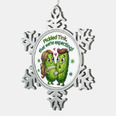 Ingepikte denk dat we een augurk paar verwachten tin sneeuwvlok ornament (Rechts)