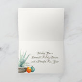 Ingepotte cactus en kerstversieringen zuidwest feestdagen kaart (Binnen)