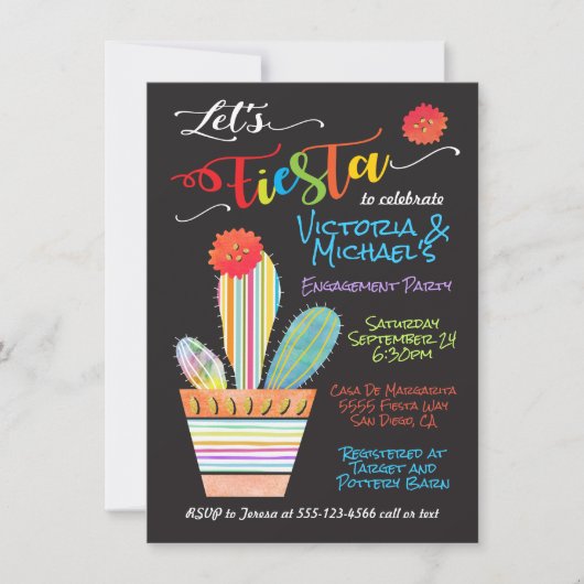 Ingepotte Cactus Mexicaanse Fiesta Uitnodiging (Voorkant)