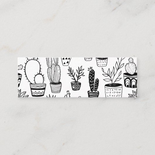 Ingepotte cactus & vetplanten Boho Line Art Patroo Mini Visitekaartje (Voorkant)
