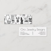 Ingepotte cactus & vetplanten Boho Line Art Patroo Mini Visitekaartje (Voorkant / Achterkant)