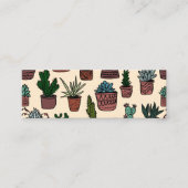 Ingepotte cactus & vetplanten Boho Line Art Patroo Mini Visitekaartje (Voorkant)