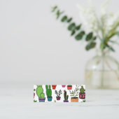 Ingepotte cactus & vetplanten Boho Line Art Patroo Mini Visitekaartje (Staand voorkant)