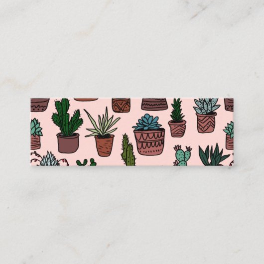 Ingepotte cactus & vetplanten Boho Line Art Patroo Mini Visitekaartje (Voorkant)