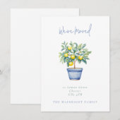 Ingepotte citroenboom We hebben nieuw adres verpla Aankondiging (Voorkant / Achterkant)