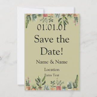 Ingepotte Planten Boho Save the Date Kaart