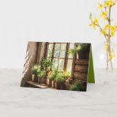 Ingepotte Planten in een zonnig raam Kaart (Gele Bloem)